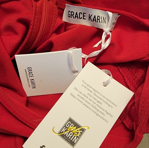 GRACE KARIN Women Red Sleeveless Lace V-Neck A Line Party Dress, NWT, Size S - Picture 4 of 9